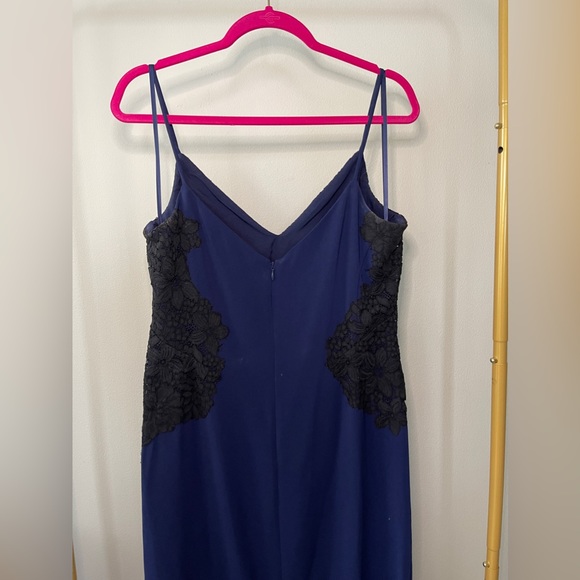 Ralph Lauren Navy Gown with Lace Detail - Picture 7 of 8